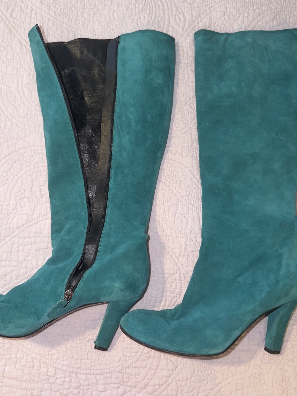 Gucci Teal Suede Over-the-Knee Heeled Boots - Women size 39.5